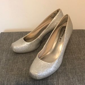 Madden Girl Getta Silver Sparkle Heel